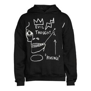 Reason Basquiat Hoodie Men’s Large Black White Evil Thoughts Graphic